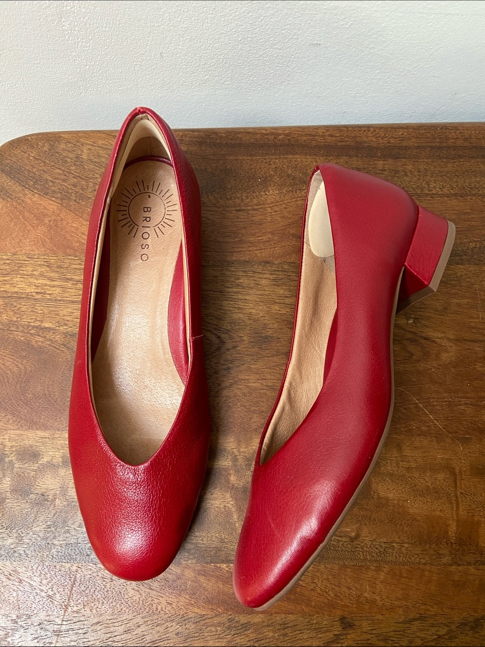 Brioso Red Leather Women's Slip-On Flats